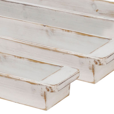 Stylecraft White Wash Wooden Handle 3-pc. Decorative Tray