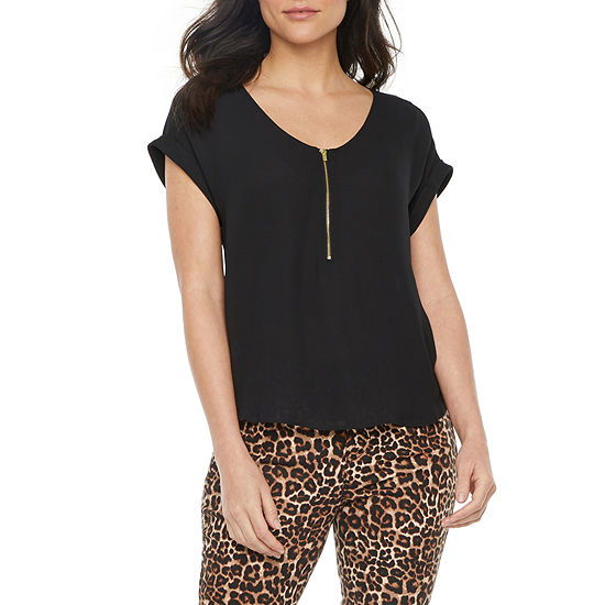Bold Elements Womens Zip Front Blouse