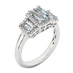 Sterling Silver Genuine Aquamarine & Diamond Accent Ring