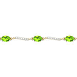Diamond Accent Genuine Green Peridot 10K Gold Over Silver 7 Inch Tennis Bracelet