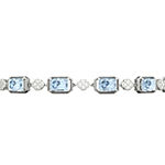 Diamond Accent Genuine Blue Aquamarine Sterling Silver 7 Inch Tennis Bracelet