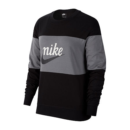 Nike Womens Crew Neck Long Sleeve Sweatshirt In Black