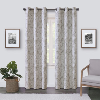 Max Blackout Emerson Scroll 100% Grommet Top Single Curtain Panel