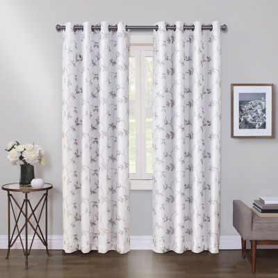 Max Blackout Mystique Grommet Top Embroidered 100% Blackout Single Curtain Panel