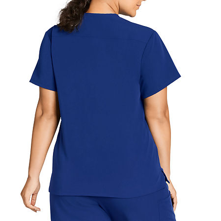 Jockey 2200 Classic 1-Pocket Stretch Unisex Adult Big V Neck Stretch Fabric Short Sleeve Scrub Top, 4x-large, Blue