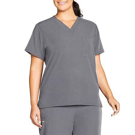 Jockey 2200 Classic 1-Pocket Stretch Unisex Adult Big V Neck Stretch Fabric Short Sleeve Scrub Top, 3x-large, Gray