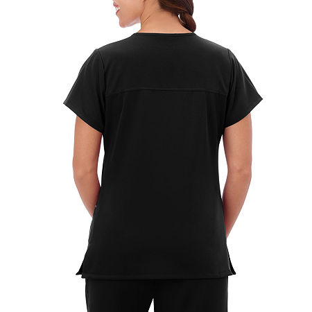 Jockey 2299 Womens V Neck Stretch Fabric Short Sleeve Scrub Top, Small, Black