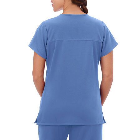 Jockey 2299 Womens V Neck Stretch Fabric Short Sleeve Scrub Top, Medium, Blue