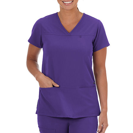 Jockey 2299 Womens V Neck Stretch Fabric Short Sleeve Scrub Top, X-large, Purple