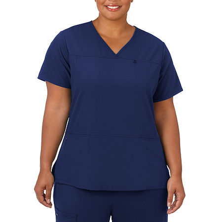 Jockey 2299 Womens Plus V Neck Stretch Fabric Short Sleeve Scrub Top, 3x-large, Blue