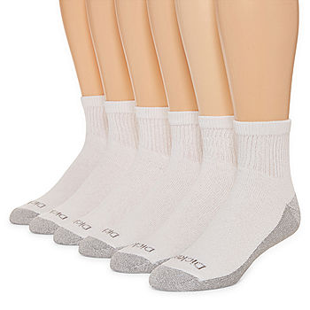 Dickies Stain Resistant 6 Pair Quarter Socks Mens, Color: White