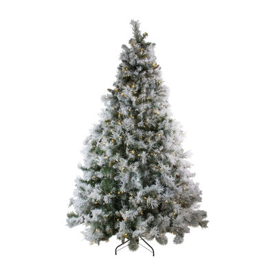 7.5' Pre-Lit LED Lights Flocked Victoria Pine Artificial Christmas Tree - Multicolor Light Options