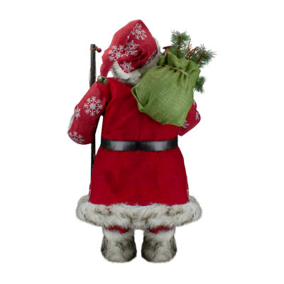 24'' Snowflake Santa Claus with Staff and Mittens Christmas Figure