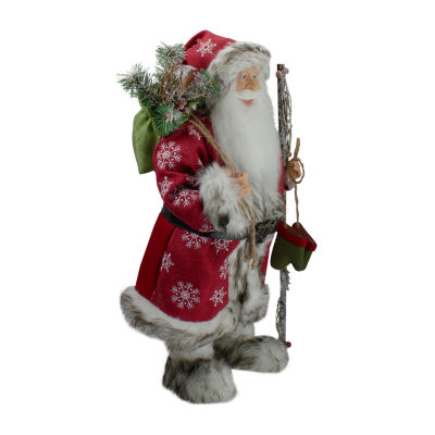 24'' Snowflake Santa Claus with Staff and Mittens Christmas Figure