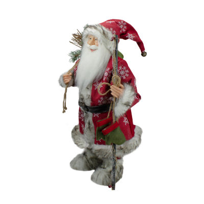 24'' Snowflake Santa Claus with Staff and Mittens Christmas Figure