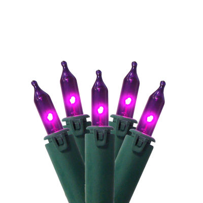 100-Count Purple Commercial Grade Mini Christmas Light Set  45.5ft Green Wire