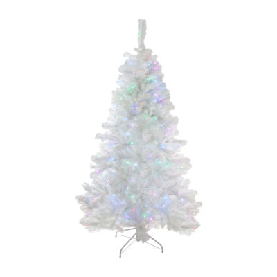 6.5' Pre-Lit White Medium Iridescent Pine Artificial Christmas Tree - Multi Function LED Lights