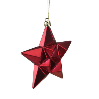 12ct Red and Gold Star Glittered Shatterproof Matte Christmas Ornaments 5"