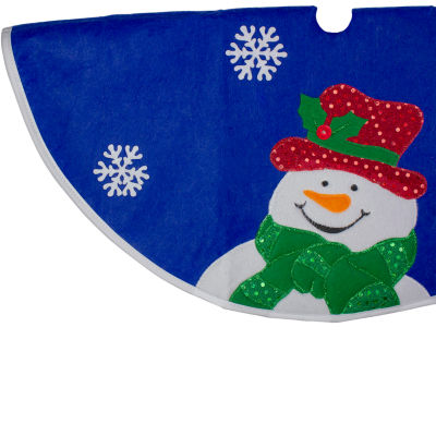 20'' Blue and White Embroidered Snowman Mini Christmas Tree Skirt