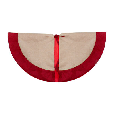 36'' Burlap Santa Claus in Sleigh Embroidered Christmas Tree Skirt