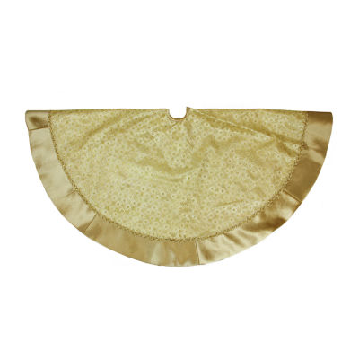 48'' Gold Glittered Star Christmas Round Tree Skirt