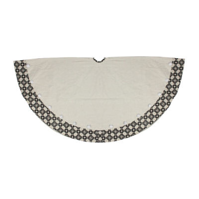 54'' Black and White Rhinestone Christmas Tree Skirt