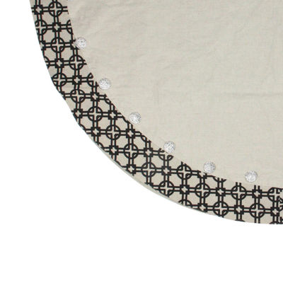54'' Black and White Rhinestone Christmas Tree Skirt