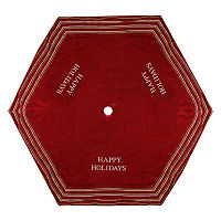 56'' Red and White 'Happy Holidays' Christmas Tree Skirt with Striped Trim, One Size, Red