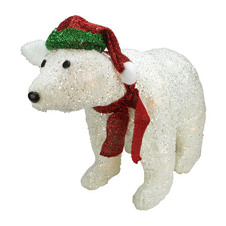 23'' Pre-Lit White Glittered Polar Bear Outdoor Christmas Decoration, One Size, White