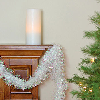 Northlight 50 ft. 6-Ply Unlit Festive Shiny White Iridescent Christmas Tinsel Garland