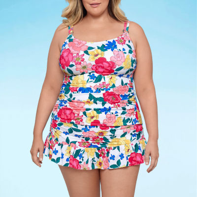 Liz Claiborne Comfort Straps Floral Tankini Swimsuit Top-Plus