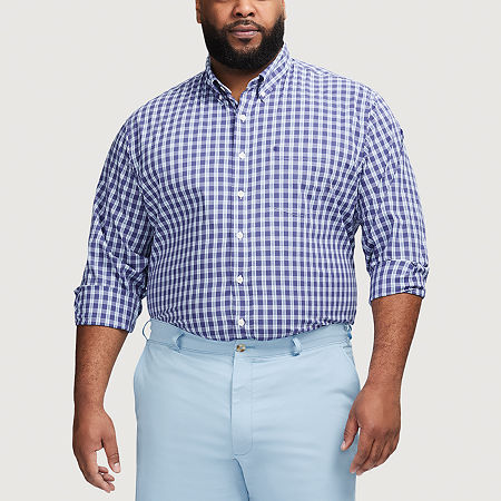 IZOD Mens Performance Comfort Wrinkle Free Long Sleeve Classic Fit Big and Tall Button-Down Shirt, 3x-large, Blue