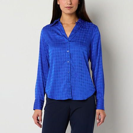 Worthington Womens Long Sleeve Regular Fit Button-Down Shirt, Xx-large, Blue