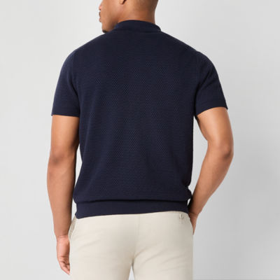 mutual weave Mens Short Sleeve Fitted Sleeve Regular Fit Button-Down Shirt