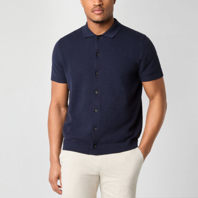 mutual weave Mens Short Sleeve Fitted Sleeve Regular Fit Button-Down Shirt