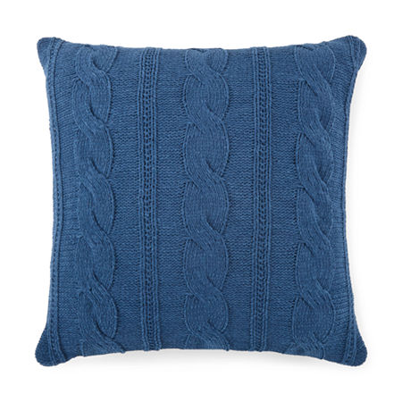 Linden Street Cable Knit Chenille Square Pillow In Blue