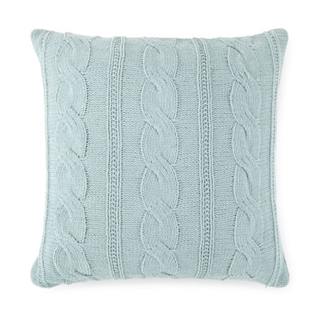 Linden Street Cable Knit Chenille 22x22 Square Pillow In Green