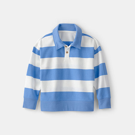 Carter's Kids' Boys Long Sleeve Regular Fit Polo Shirt In Blue