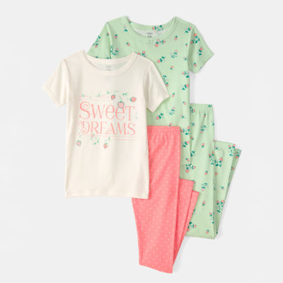Carter's Little & Big Kid Girls Round Neck Short Sleeve 4-pc. Pajama Set