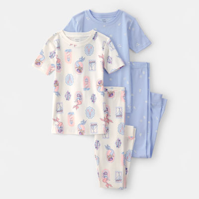 Carter's Little & Big Kid Girls Round Neck Short Sleeve 4-pc. Pajama Set