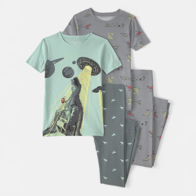 Carter's Little & Big Kid Boys Round Neck Short Sleeve 4-pc. Pajama Set