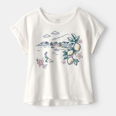 Carter's Little & Big Kid Girls Round Neck Short Sleeve Regular Fit Graphic T-Shirt
