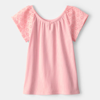 Carter's Little & Big Kid Girls Round Neck Short Sleeve Blouse