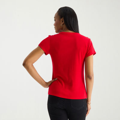 Liz Claiborne Womens Tall Crew Neck Short Sleeve T-Shirt