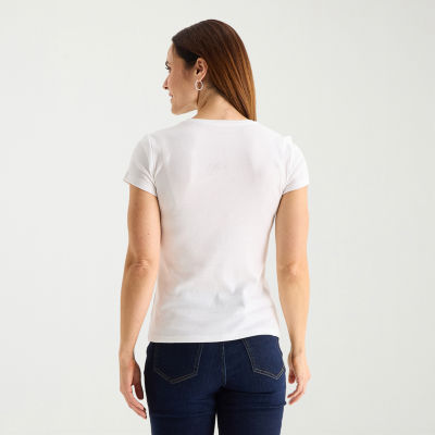 Liz Claiborne Womens Tall Crew Neck Short Sleeve T-Shirt