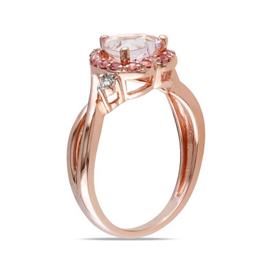 Genuine Morganite, Pink Tourmaline and Diamond-Accent Heart-Shaped Ring