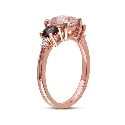 Genuine Morganite, Smokey Quartz and Diamond-Accent 3-Stone Ring