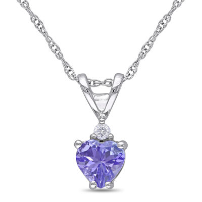 Genuine Tanzanite & DiamondAccent 10K White Gold Heart Pendant