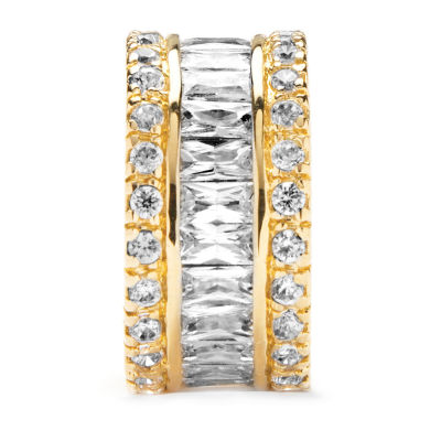 DiamonArt® 11.5MM White Cubic Zirconia 18K Gold Over Silver Round Band