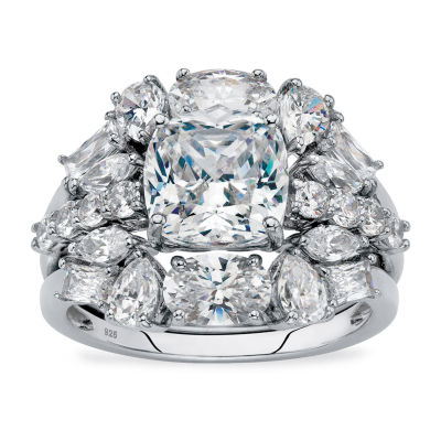 DiamonArt® Womens 4 3/4 CT. T.W. White Cubic Zirconia Platinum Over Silver Square Bridal Set